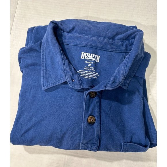Duluth Trading Co Mens Longtail T Size‎ XL Blue Polo - Picture 1 of 7